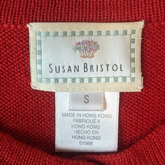 VINTAGE Susan Bristol Christmas cardigan EUC size Small floral and ribbons - Picture 8 of 10
